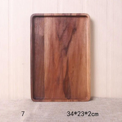 Japanese Korean Style Hand Painted Black Walnut Wood Square Dinner Plate 13cm No 2 Size by null