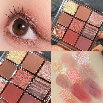 Nine Color Clear Acrylic Eyeshadow Palette With Transparent Nine Square Layout For Effortless Day To Night Looks by null