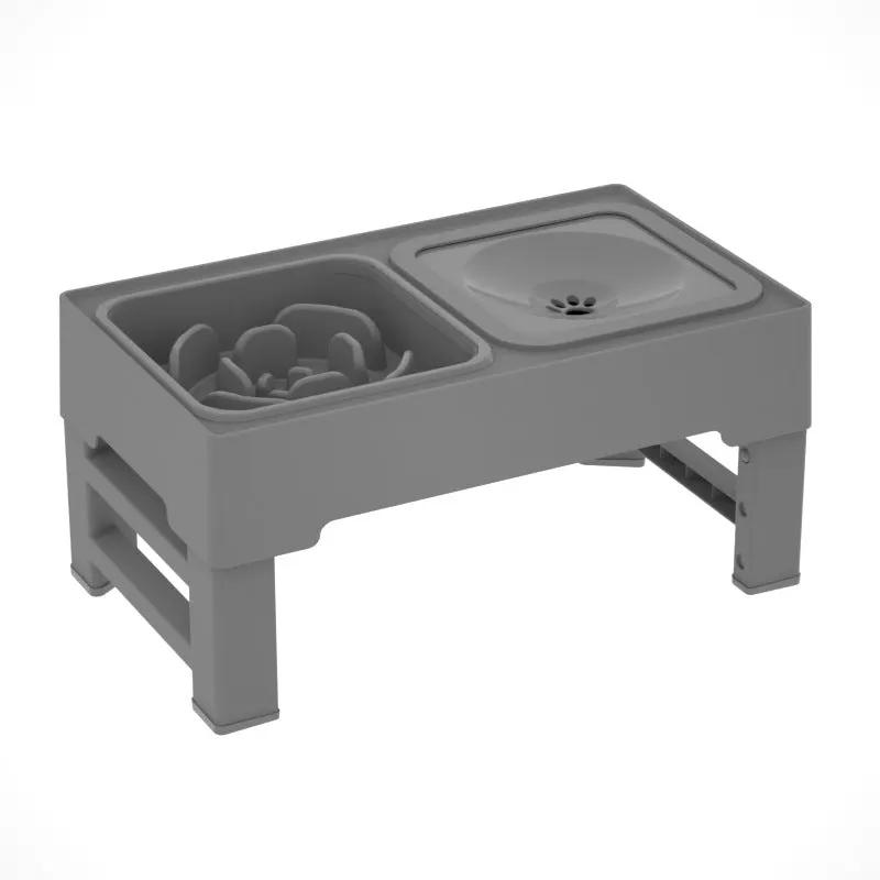 Stainless Steel Double Dog Bowls On Adjustable Height Stand Elevates Food And Water For Dogs by null