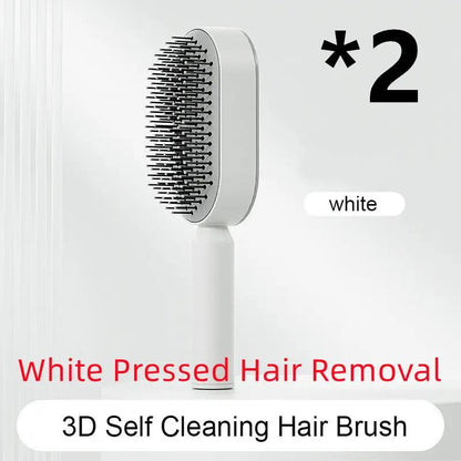 Self Cleaning Hair Brush For Women One-key Cleaning Hair Loss Airbag Massage Scalp Comb Anti-Static Hairbrush by null
