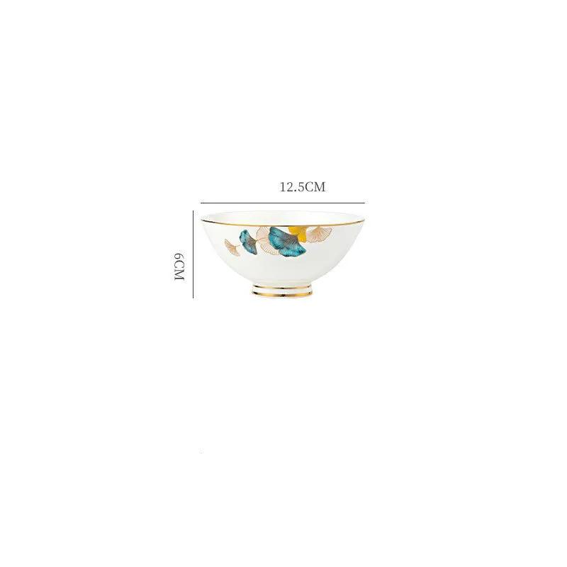 Nordic Style Porcelain Dinner Plates Set Ceramic Round Plates With Plants And Flowers Design by null