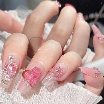 Summer Strawberry False Nail Wraps Set For Easy At Home Manicure Bright Colorful Nails Without Salon Visit by null
