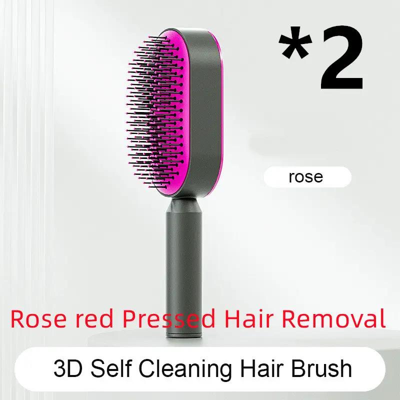 Self Cleaning Hair Brush For Women One-key Cleaning Hair Loss Airbag Massage Scalp Comb Anti-Static Hairbrush by null