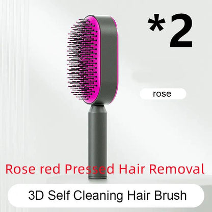 Self Cleaning Hair Brush For Women One-key Cleaning Hair Loss Airbag Massage Scalp Comb Anti-Static Hairbrush by null