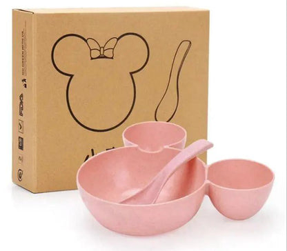 Wheat Straw Childrens Cartoon Bowl Set With Mickey Theme Kids Tableware Eco Friendly Gift by null