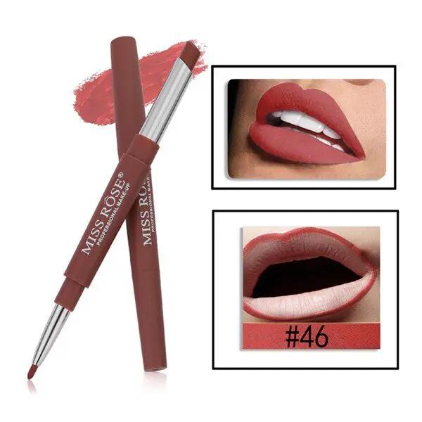 Three In One Lipstick Pen With Lip Liner Dual Ended Tool For Precise Lip Liner And Rich Lip Color by null