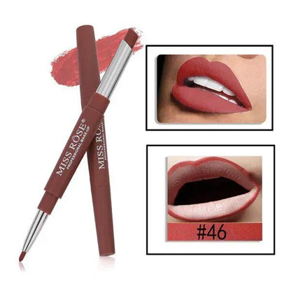 Three In One Lipstick Pen With Lip Liner Dual Ended Tool For Precise Lip Liner And Rich Lip Color by null