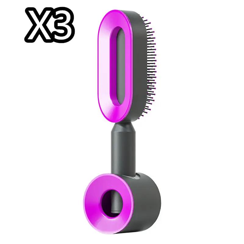 Self Cleaning Hair Brush For Women One-key Cleaning Hair Loss Airbag Massage Scalp Comb Anti-Static Hairbrush by null