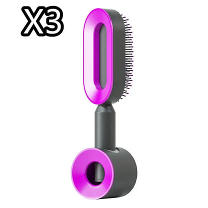 Self Cleaning Hair Brush For Women One-key Cleaning Hair Loss Airbag Massage Scalp Comb Anti-Static Hairbrush by null