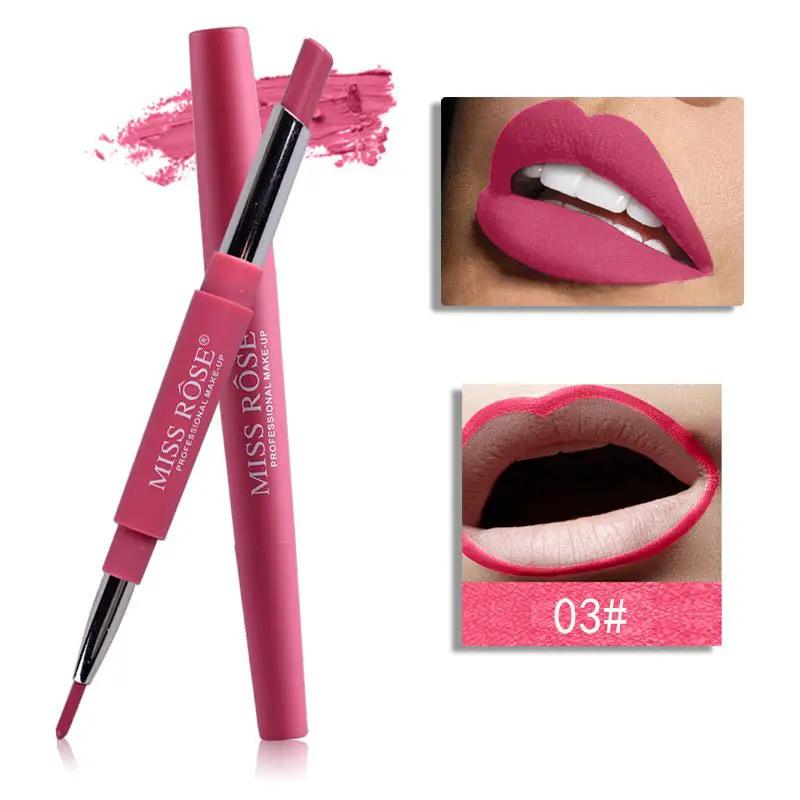 Three In One Lipstick Pen With Lip Liner Dual Ended Tool For Precise Lip Liner And Rich Lip Color by null