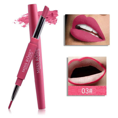 Three In One Lipstick Pen With Lip Liner Dual Ended Tool For Precise Lip Liner And Rich Lip Color by null