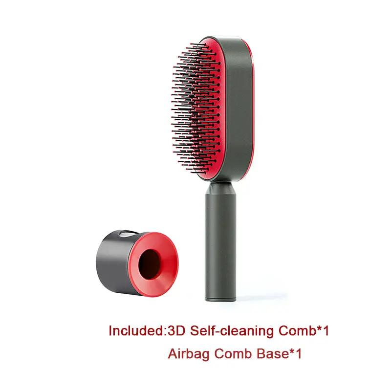 Self Cleaning Hair Brush For Women One-key Cleaning Hair Loss Airbag Massage Scalp Comb Anti-Static Hairbrush by null