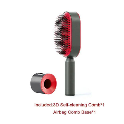 Self Cleaning Hair Brush For Women One-key Cleaning Hair Loss Airbag Massage Scalp Comb Anti-Static Hairbrush by null
