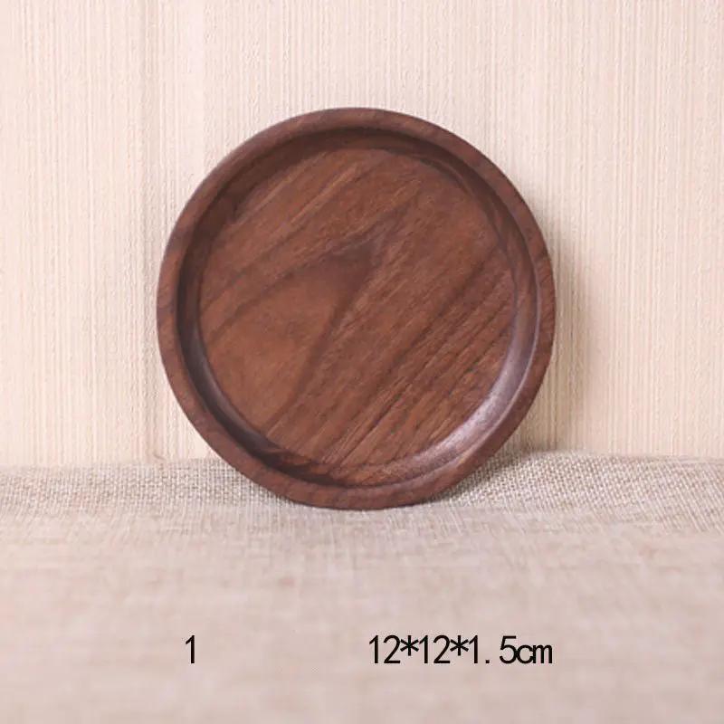 Japanese Korean Style Hand Painted Black Walnut Wood Square Dinner Plate 13cm No 2 Size by null