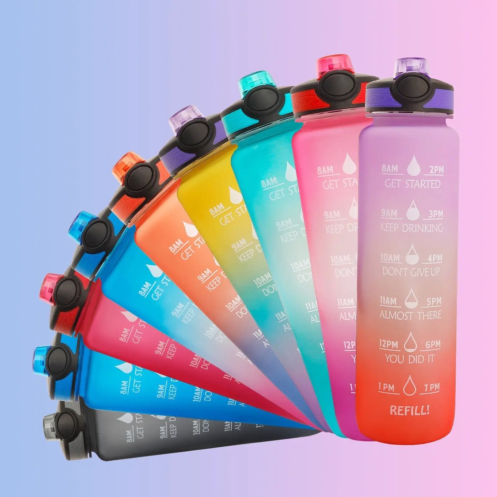 Leakproof 1L Tritan Water Bottle with Time Marker - Cycling Motivational Sports Fitness Cup by null