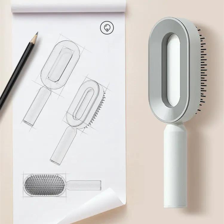Self Cleaning Hair Brush For Women One-key Cleaning Hair Loss Airbag Massage Scalp Comb Anti-Static Hairbrush by null