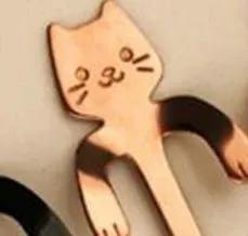 304 Stainless Steel Cat Handle Coffee Spoon With Hanging Hole Cartoon Design Colorful Options by null