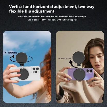 MagSafe Magnetic Fill Light For Mobile Phones Fashion Personalized Triple Color Temperature Magnetic Disc USB Type C by null