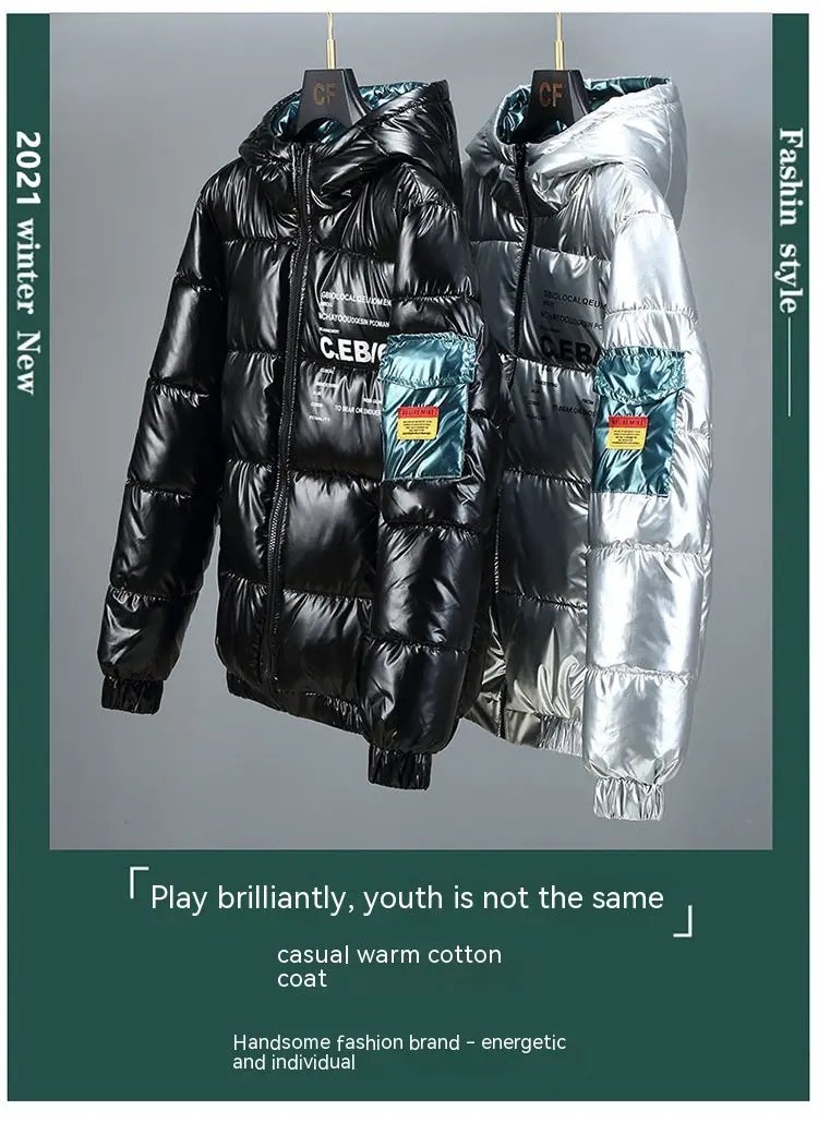 Winter Down Thick Bright Leather Cotton-padded Jacket by Zeny Home & Beauty
