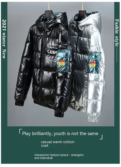 Winter Down Thick Bright Leather Cotton-padded Jacket by Zeny Home & Beauty