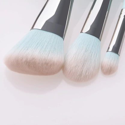 Set of 12 Sky Blue Cosmetic Brushes by null