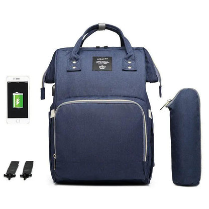 Lequeen Multifunctional Large Capacity Mummy Bag Diaper Bag With Shoulder And Crossbody Straps Oxford Cloth by null