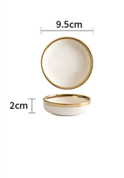 Porcelain Wedding Gifts Set Platinum Bowls And Plates With Gold Trim 4.5 Inch Bowl And 8 Inch Shallow And Deep Dishes by null