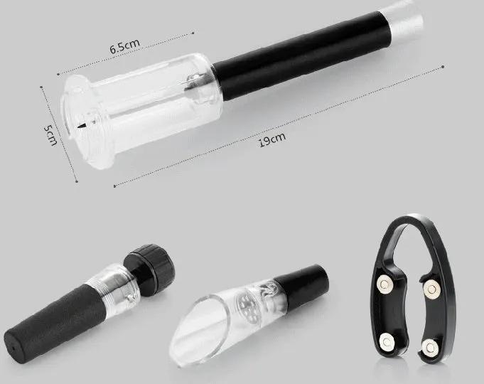Aluminum Pneumatic Bottle Opener Set Four Piece Premium Wine Opener Kit with Aluminum Tube by null