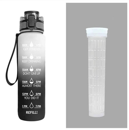 Leakproof 1L Tritan Water Bottle with Time Marker - Cycling Motivational Sports Fitness Cup by null