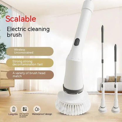 Telescopic Electric Scrubber With Long Handle For Walls And Tight Spaces Multifunctional Cleaning Brush by null