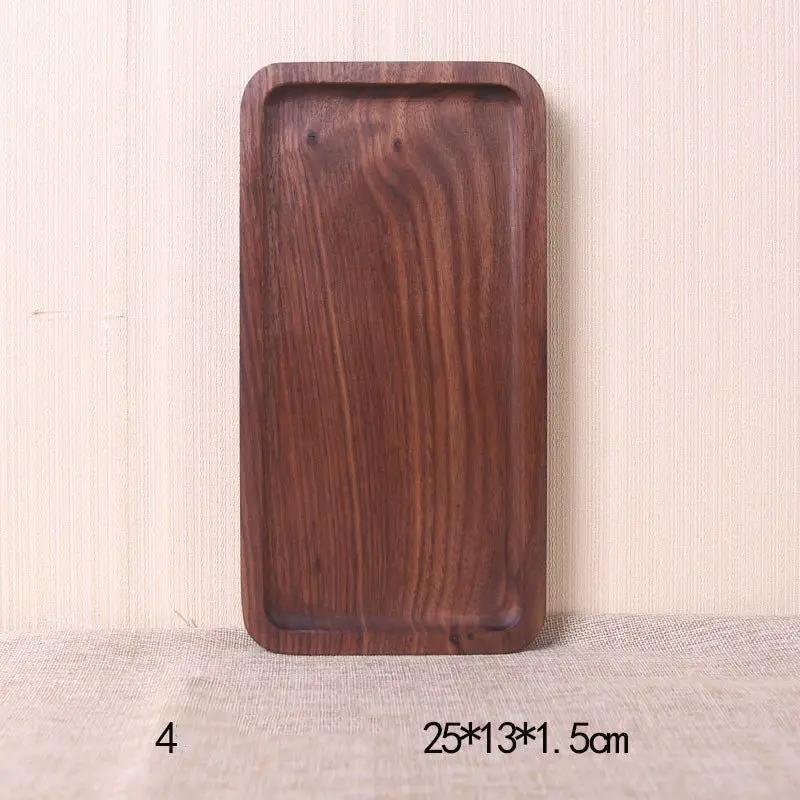 Japanese Korean Style Hand Painted Black Walnut Wood Square Dinner Plate 13cm No 2 Size by null