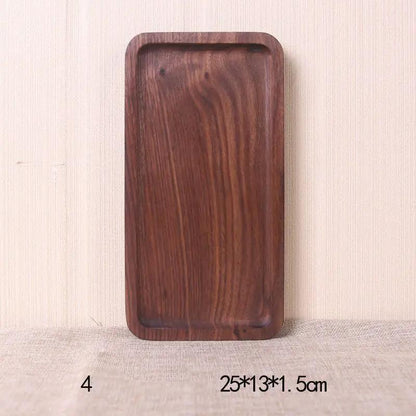 Japanese Korean Style Hand Painted Black Walnut Wood Square Dinner Plate 13cm No 2 Size by null