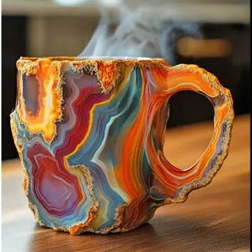 400ml Resin Mineral Crystal Coffee Mugs With Handles Elegant Fake Mineral Crystal Cup For Workplace Home Decor Christmas Gift Kitchen Gadgets by Zeny Home & Beauty