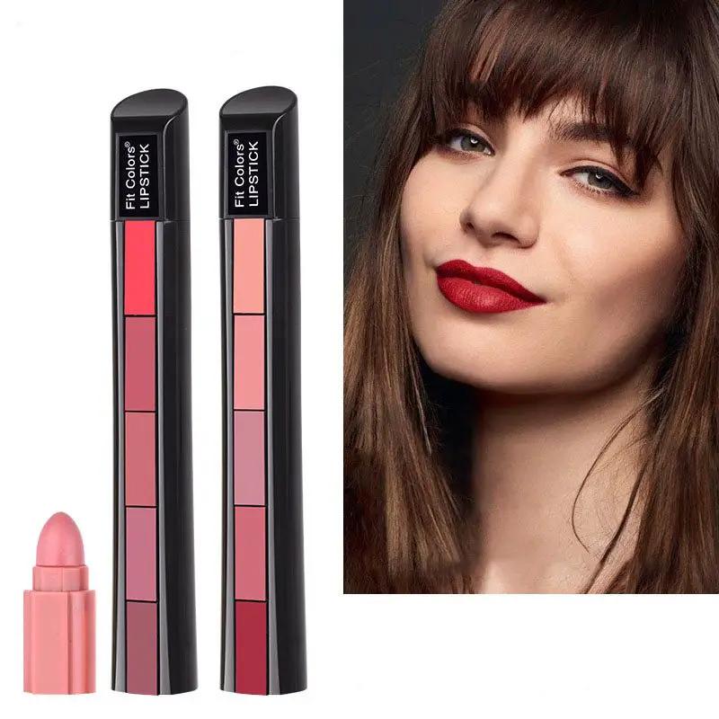 Matte 5 Color Lipstick Set Velvet Lipstick Nonstick Lip Gloss Long Lasting Waterproof Sexy Red Lipstick For All Day Wear by null