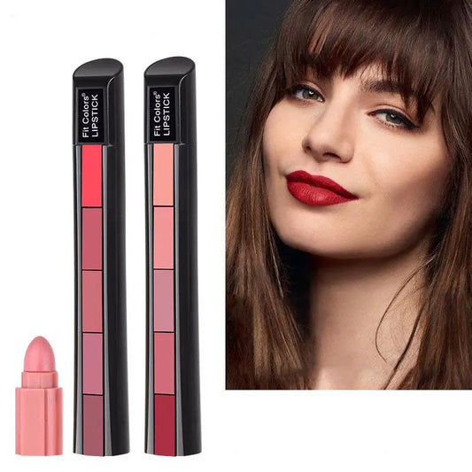 Matte 5 Color Lipstick Set Velvet Lipstick Nonstick Lip Gloss Long Lasting Waterproof Sexy Red Lipstick For All Day Wear by null
