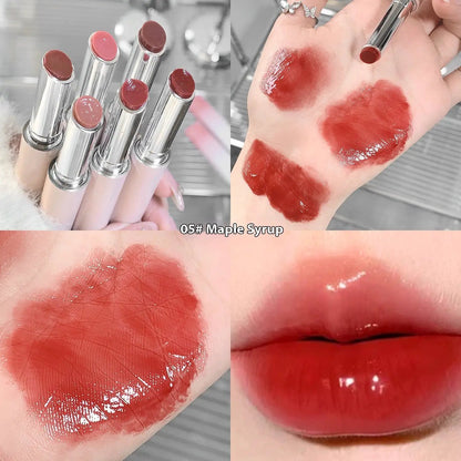 Water Light Pressed Lipstick With Solid Gloss Mirror Shine For High Shine Lip Makeup by null