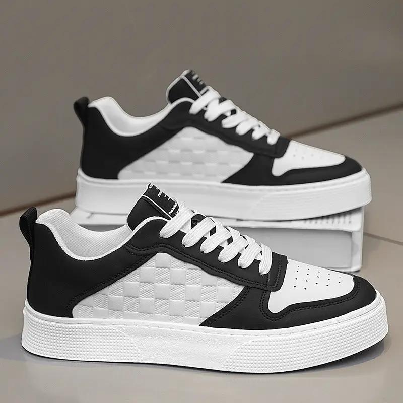 Casual Lace-up Sneakers Men Fashion Breathable Plaid Flats Shoes by Zeny Home & Beauty