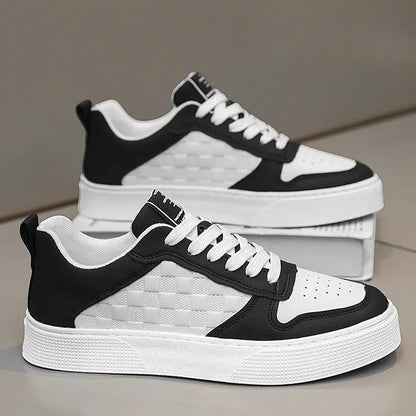 Casual Lace-up Sneakers Men Fashion Breathable Plaid Flats Shoes by Zeny Home & Beauty