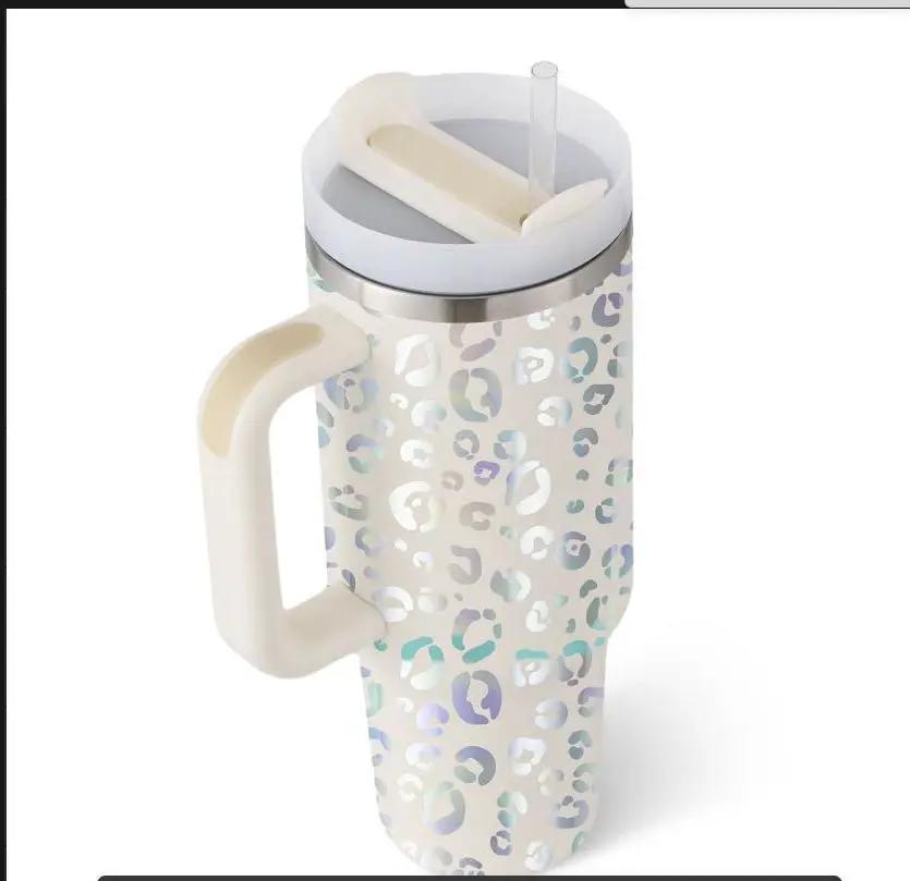 40 Oz Stainless Steel Insulated Tumbler With Handle Travel Coffee Cup For Office And Gym by null