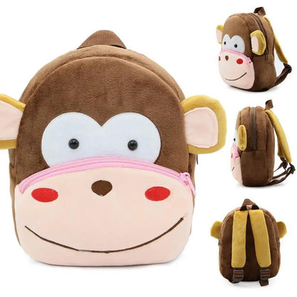 Kindergarten Kids Small School Bag Animal Backpack Cartoon Cute Cloth Bag With Zipper Pocket by null