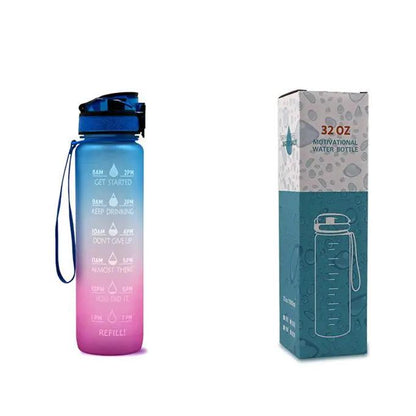 Leakproof 1L Tritan Water Bottle with Time Marker - Cycling Motivational Sports Fitness Cup by null