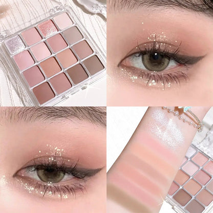16 Color Eyeshadow Palette With Matte Pearly And Fine Shimmer Finishes Low Saturation For Day And Night Creative Looks by null