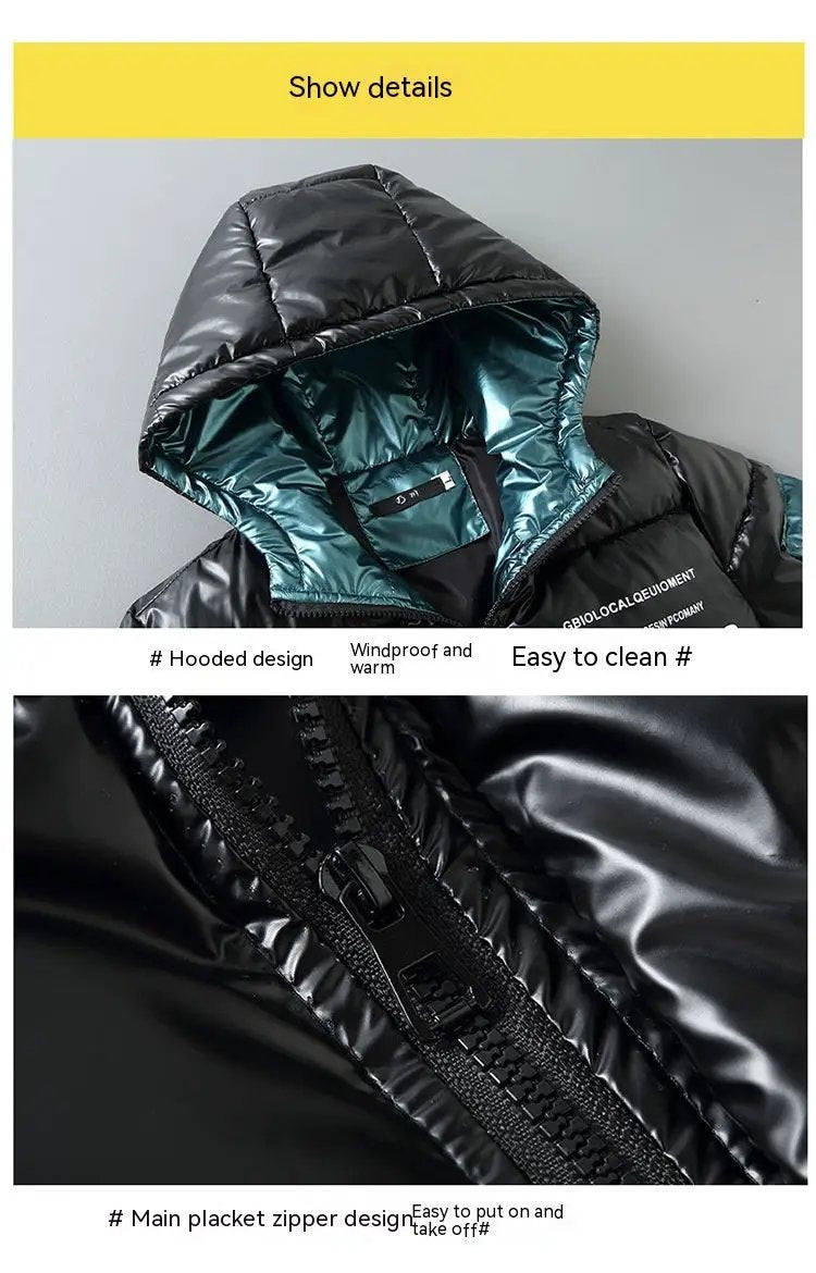 Winter Down Thick Bright Leather Cotton-padded Jacket by Zeny Home & Beauty