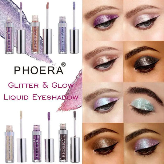 PHOERA Magnificent Metals Glitter and Glow Liquid Eyeshadow Set in 12 Sparkling Colors by null