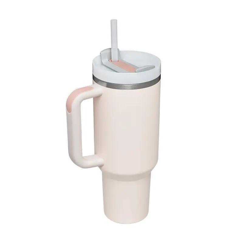 40 Oz Stainless Steel Insulated Tumbler With Handle Travel Coffee Cup For Office And Gym by null
