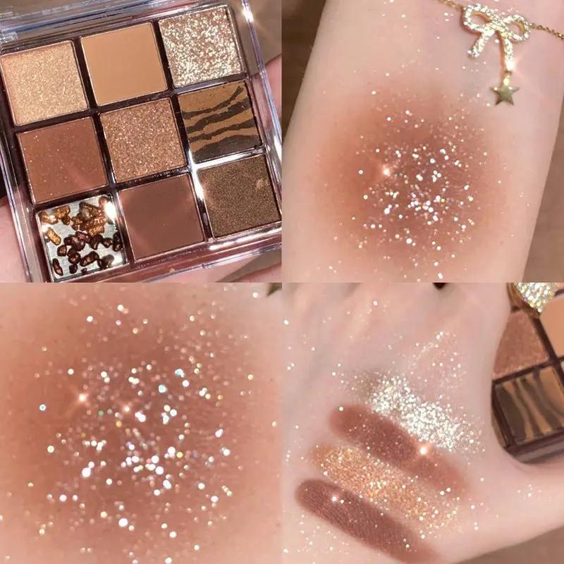 Nine Color Clear Acrylic Eyeshadow Palette With Transparent Nine Square Layout For Effortless Day To Night Looks by null