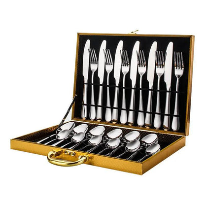 Stainless Steel 24 Piece Cutlery Set With One Piece Molded Construction For Everyday Dining And Place Settings by null
