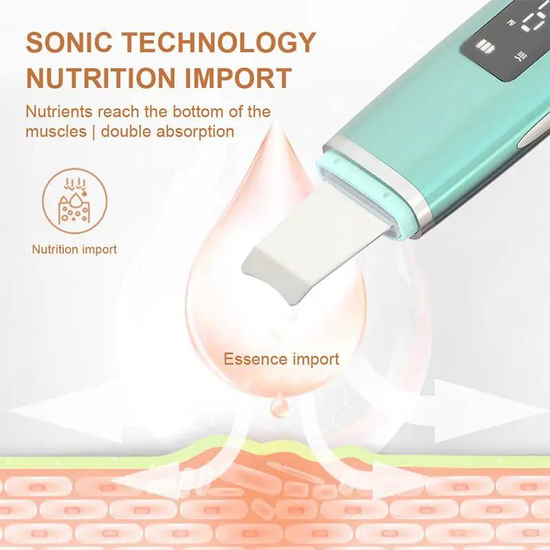 Ultrasonic Vibration Blackhead Remover Deep Cleansing Face Scrubber Pore Cleaner Lifting EMS Microcurrent Led Peeling by null