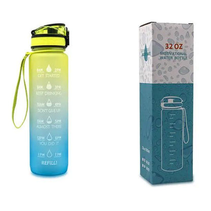 Leakproof 1L Tritan Water Bottle with Time Marker - Cycling Motivational Sports Fitness Cup by null
