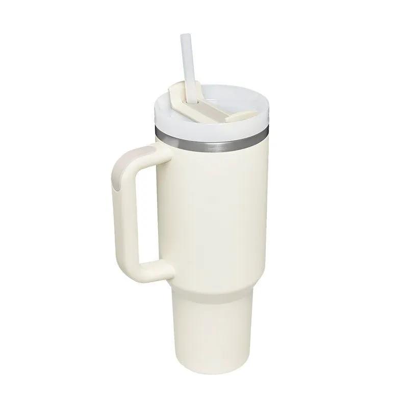 40 Oz Stainless Steel Insulated Tumbler With Handle Travel Coffee Cup For Office And Gym by null
